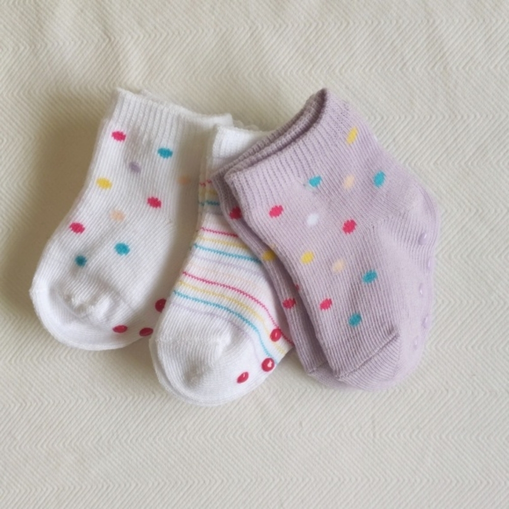 NEW 3-pack baby girl socks with grippers
